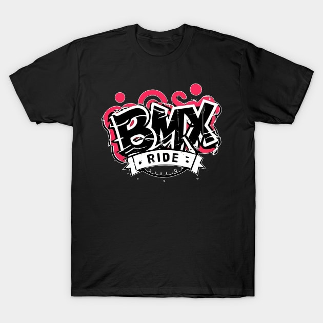 BMX Ride Graffiti for Men Women Kids and Bike Riders T-Shirt by Vermilion Seas